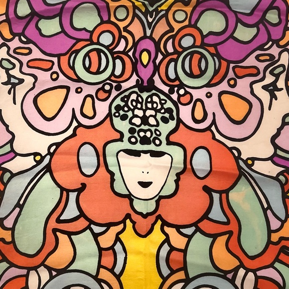 Vintage Peter Max Silk Butterfly Lady Print Scarf - Picture 6 of 8